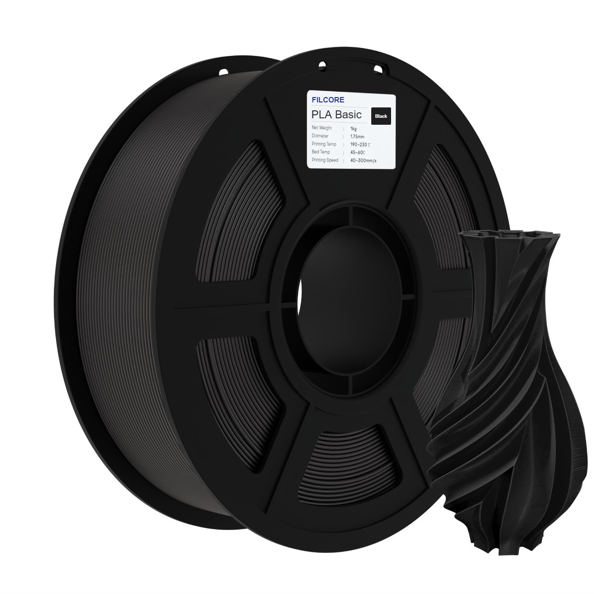FILCORE PLA Basic nhựa cuộn in 3D không lõi màu Đen
