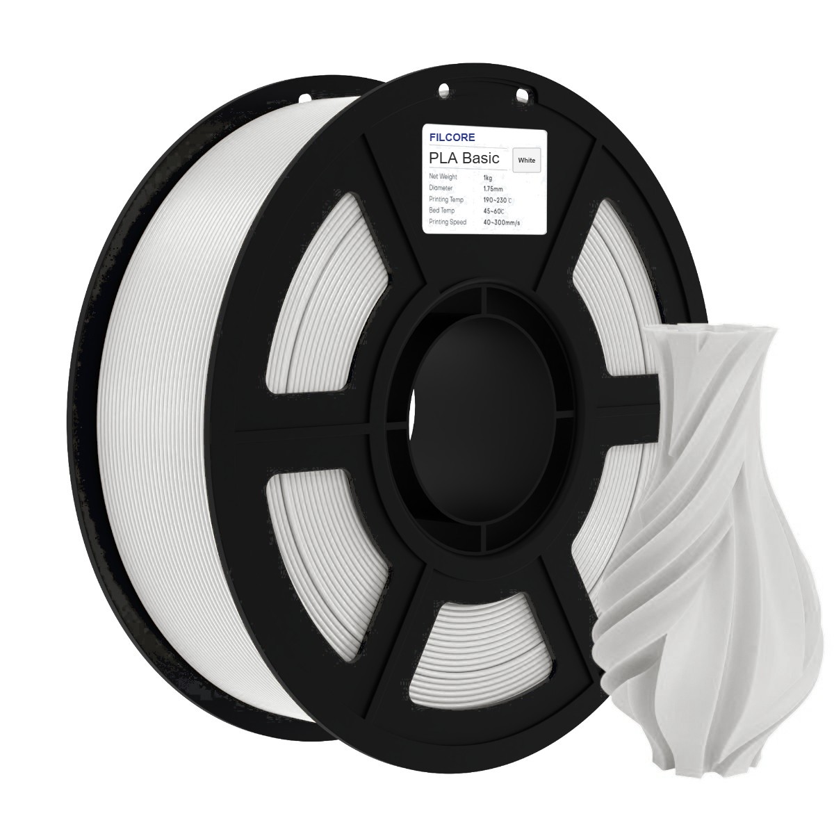 FILCORE PLA Basic nhựa cuộn in 3D không lõi màu Trắng
