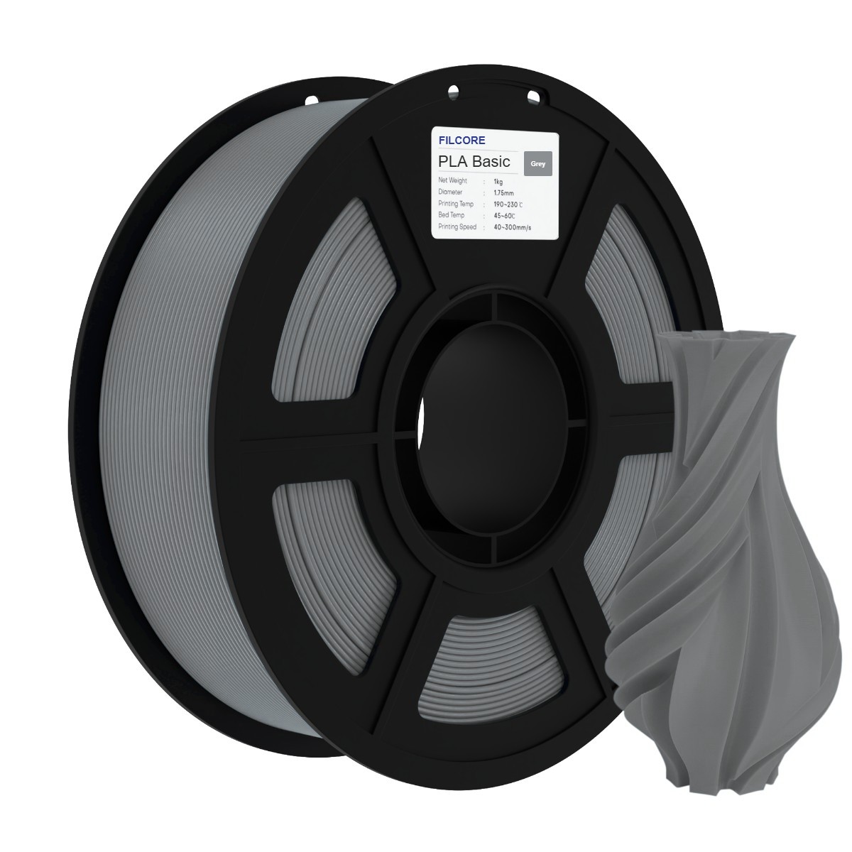 FILCORE PLA Basic nhựa cuộn in 3D không lõi màu Xám